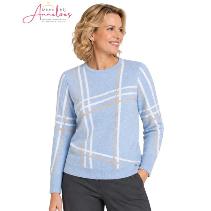 Micha Pullover grafische lijnen 183175 Blue